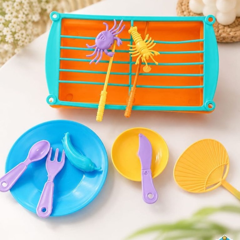 Mainan Masak Masakan Anak Perempuan BBQ Grill Set Mainan Dapur Mini