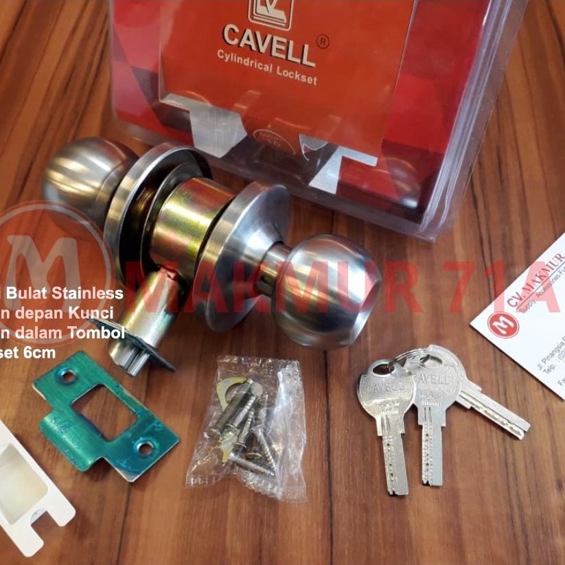 Kunci Pintu Bulat CAVELL STainless TEBAL + Kunci / Pegangan PIntu