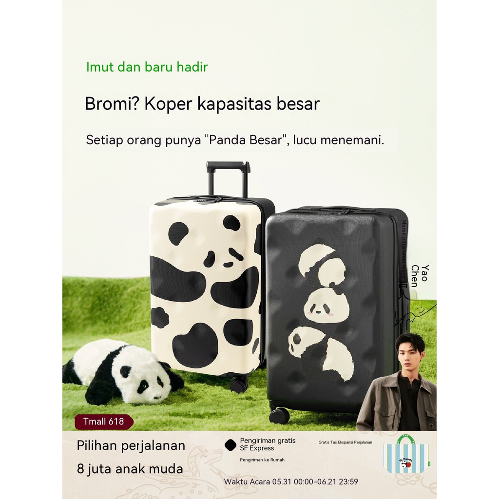 Tas Koper Kapasitas Besar, Tas Koper Seri Panda Asli, Koper Kata Sandi, Tas Koper Kapasitas Besar