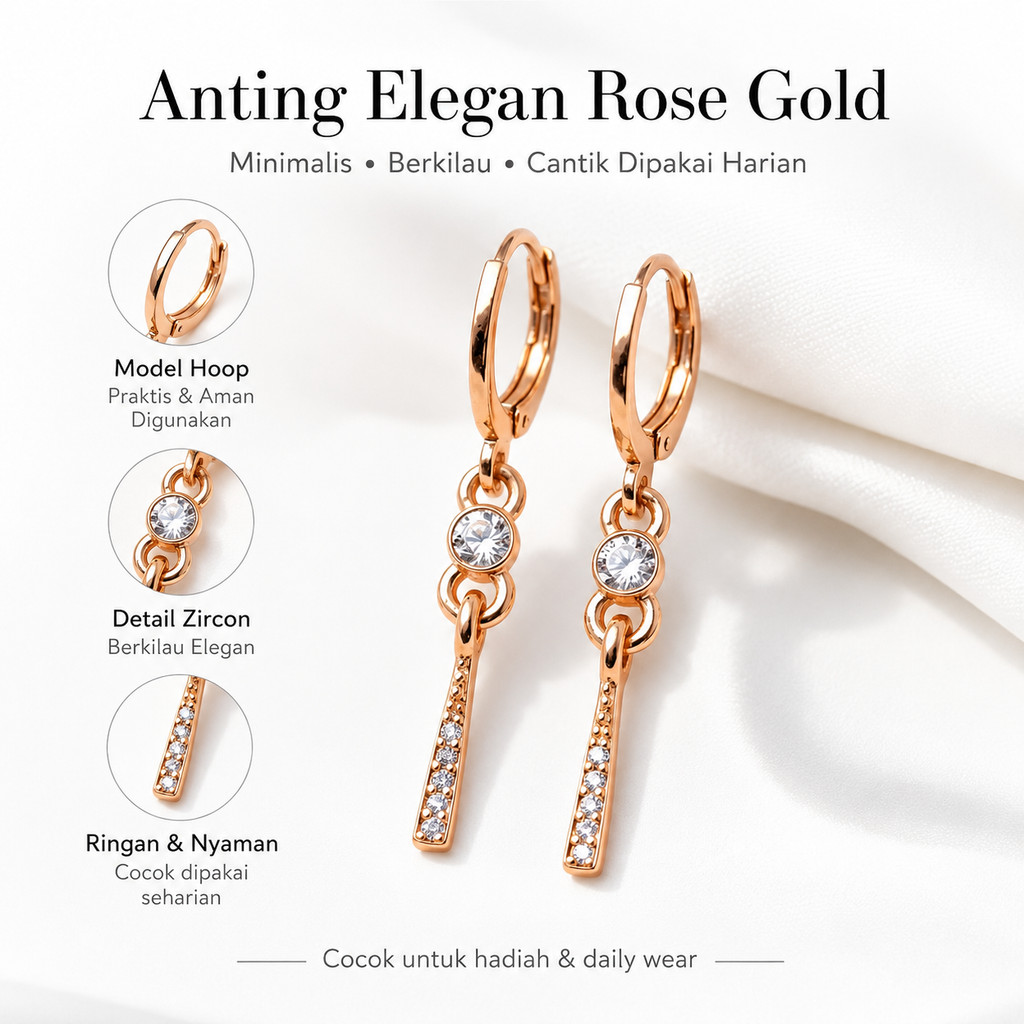 BeliMurah Anting Titanium Wanita Anti Karat Dan Anti Luntur Asli Dewasa Panjang Silver Jewerly Ori T
