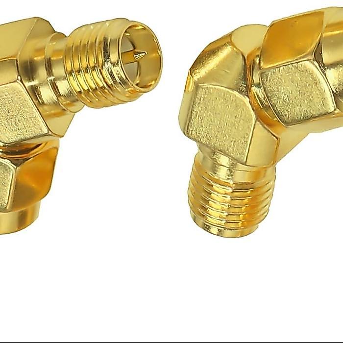 Barel Adapter Rp Sma Male Drat Dalam Pin Lubang To Rp Sma Female Drat Luar Pin Lancip Gold 45Degree