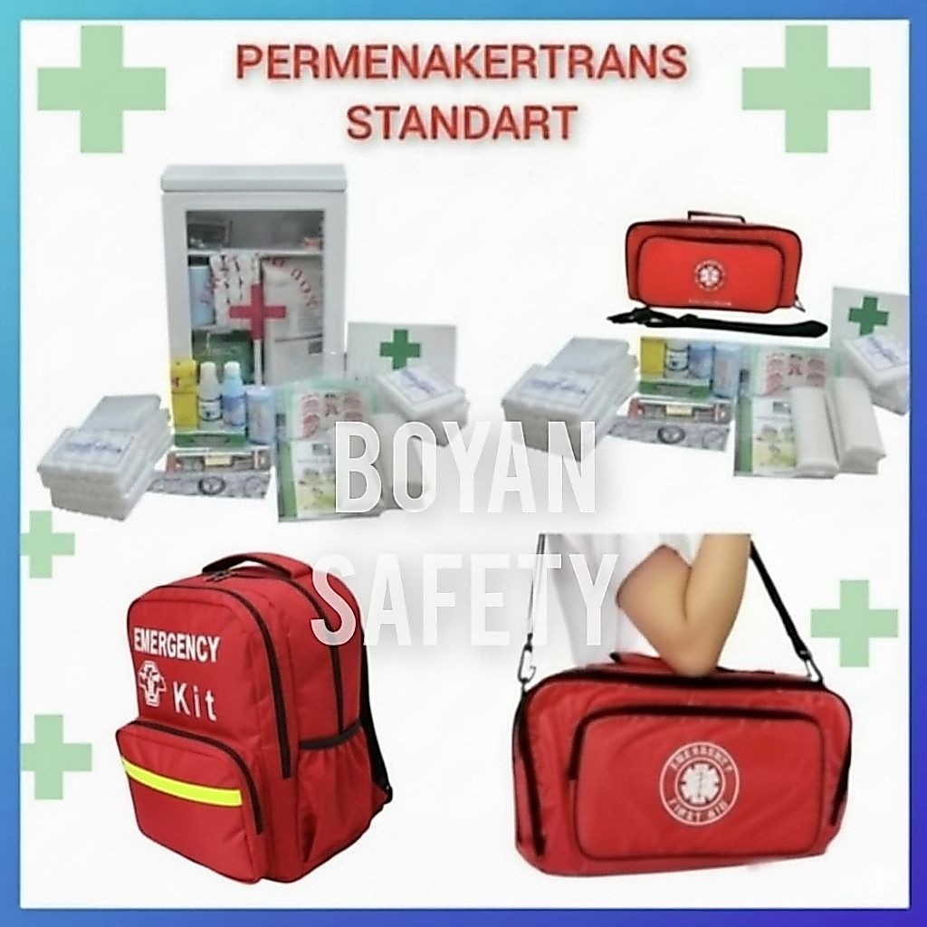 P3K FIRST AID KIT BOX / KOTAK / TAS DAN ISI P3K Permenakertrans