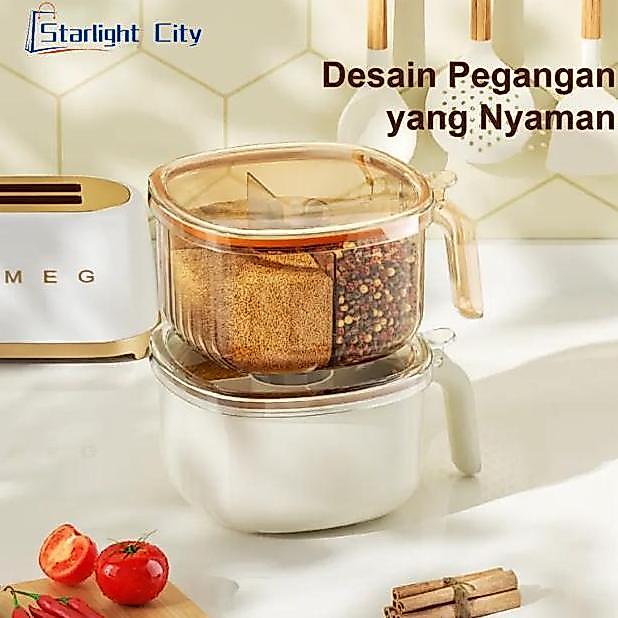 Tempat Bumbu Dapur set 4 in 1 FreeSendok Aesthetic Wadah Toples Bumbu Dapur 4Sekat Tempat Kotak Peny