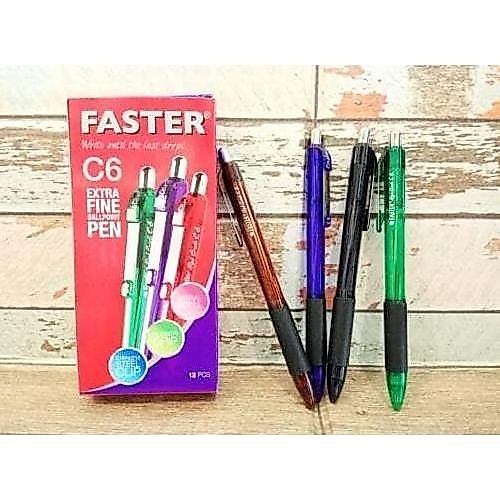 Pulpen       Faster c6   Tinta hitam berkualitas Merah Stationery