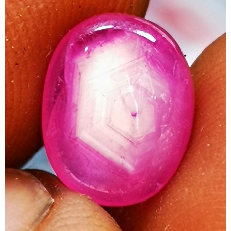 Batu Permata Ruby Star Burma Serat Antik Merah Asli