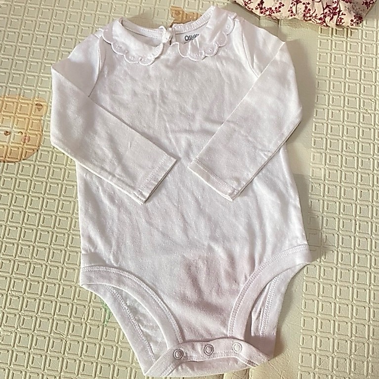 NEW OSHKOSH B’GOSH Jumper Bodysuit Romper Jumpsuit Putih Collar Lengan Panjang