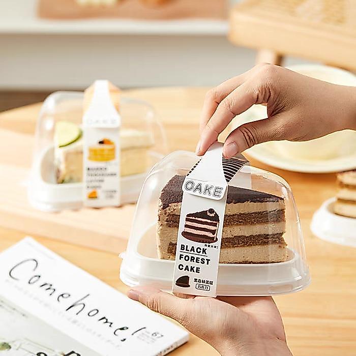 10Pcs Premium Tray Mika Segitiga Box Kotak Mika Kue Slice Cake Mika Kue Potong