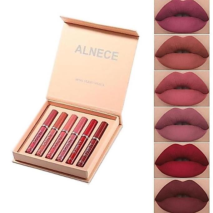 Lipcolor- Alnece#001  Lasting Glossy Lipgloss 6-Pack Liquid Lipstick Gloss Lipstik