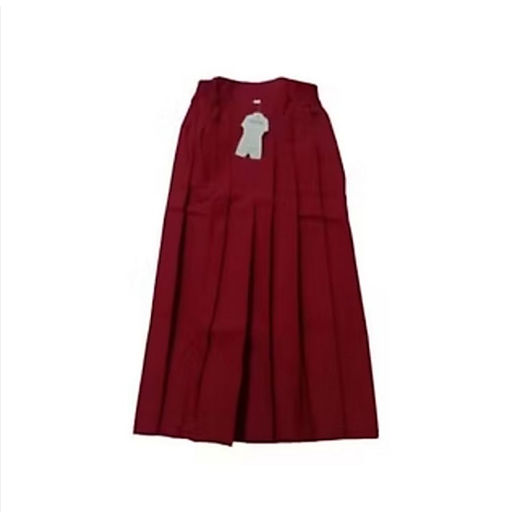 rok merah sd bahan proof halus licin pinggang karet
