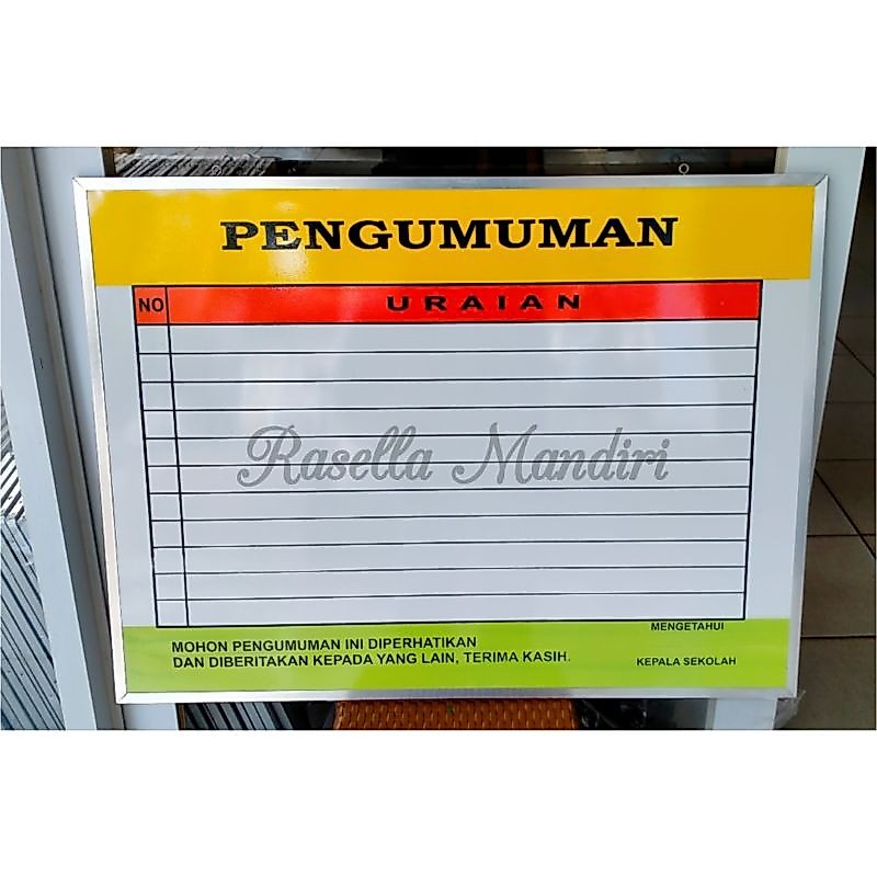 PENGUMUMAN 60x80 - PAPAN DATA SEKOLAH PAUD TK SD SMP SMA - PAPAN AKREDITASI