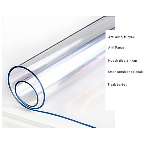 Custom Taplak meja 1mm 70x140, 80x140 kotak Plastik mika PVC Lentur Super Bening6