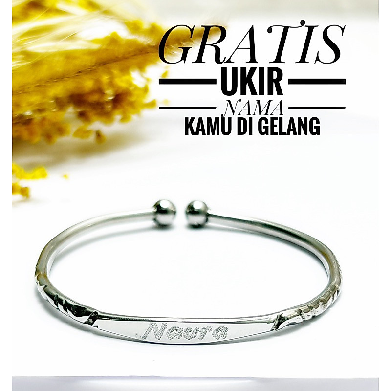 Gelang Ukir Baja Putih Gelang Nama Gelang Trubusono Baja Putih Anti Karat