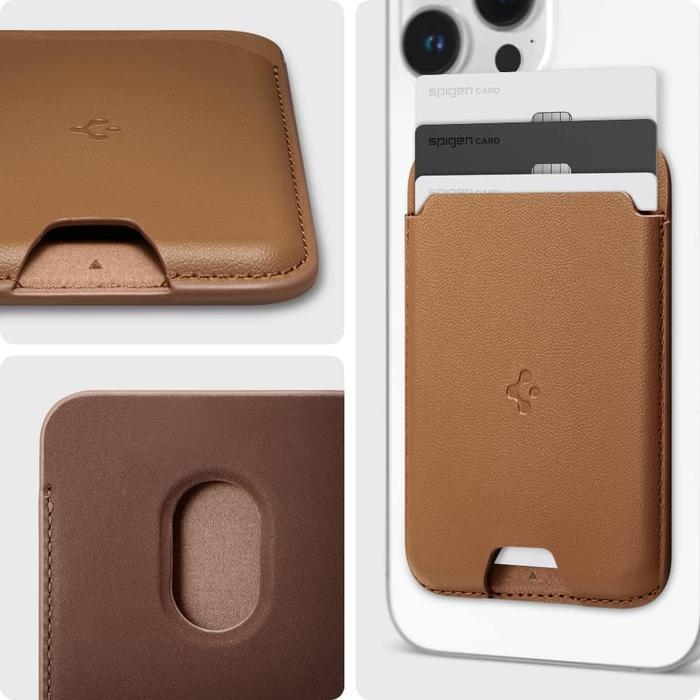 Spigen 3 Cards Valentinus MagSafe Card Wallet Holder MagFit Magnetic PU Leather Slim iPhone 17 16 15