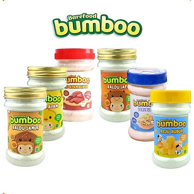 Kaldu Mpasi Barefood BUMBOO (Kaldu Ayam, Kaldu Jamur, Kaldu Sapi, Keju bubuk, Ati Ayam Bubuk, Teri B