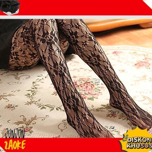 TREND PH-24 sexy mesh flower stocking pantyhose motif bunga renda hitam lolita COSZY