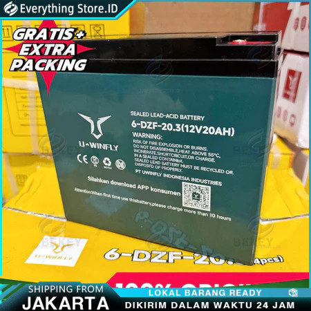 BATERAI AKI MOTOR LISTRIK UWINFLY 12V 20.3AH 6-DZF-20.3 ORIGINAL