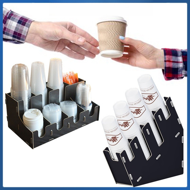 Rak Organizer Paper Cup Bahan Kayu Cup Dispenser Paper Cup Holder Rak Kayu Cup Minuman Modern Baru