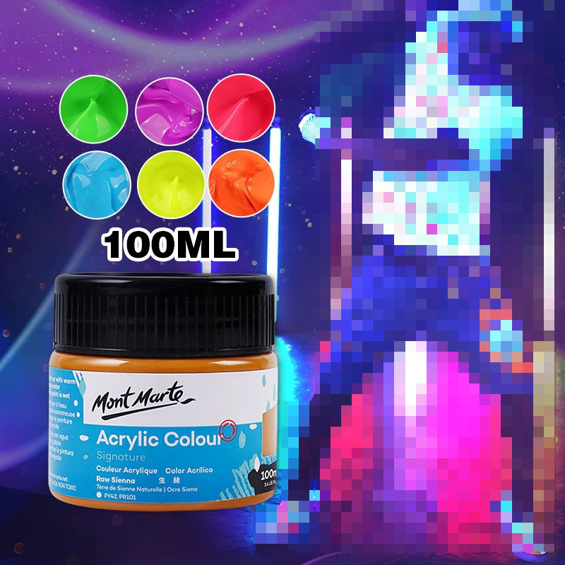 100ml Cat Akrilik Cat Glow In The Dark Cat Lukis Custom Painting Sepatu, Jaket, Tasi, Boneka Plester