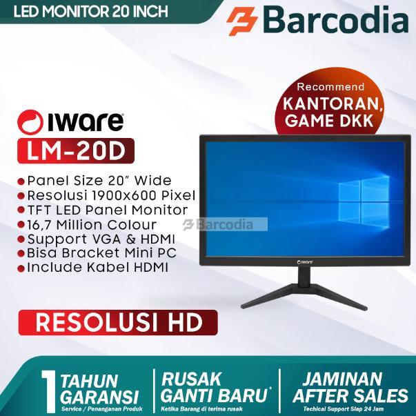 Monitor LED Iware 15.6 inch LM156 HD 15.6" 15" 16" VGA HDMI led  screen - 20 Inch