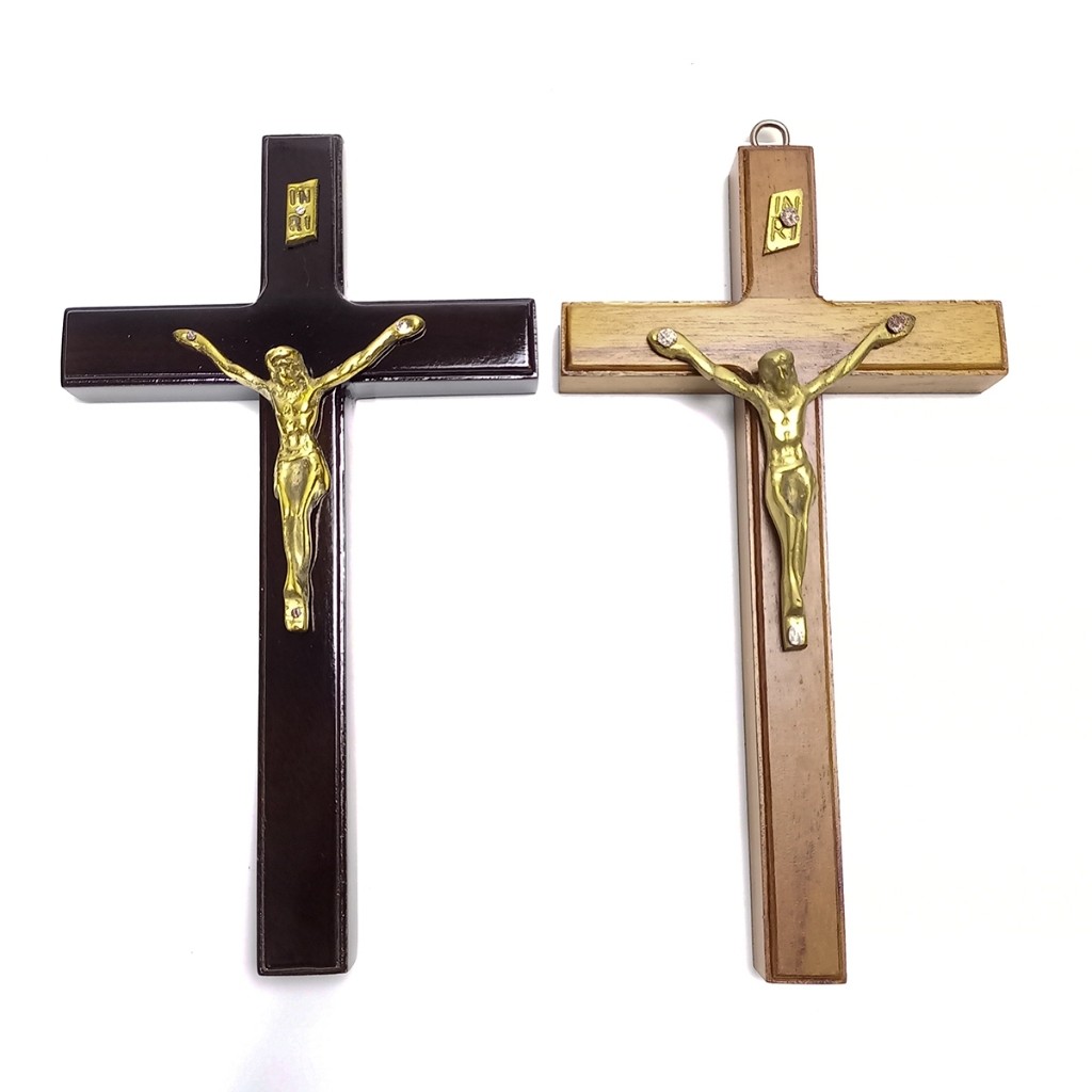 Salib Dinding 15 cm Korpus Kuningan/Salib Tuhan Yesus Dinding/Hiasan Salib Dinding