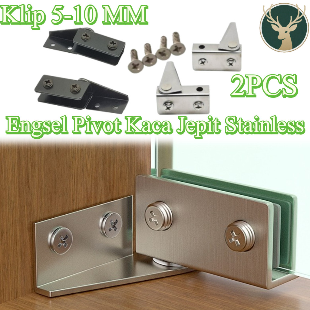2PCS/Set 5-10mm Engsel Pivot Kaca Jepit Stainless / Engsel Kaca Klip Kaca Terpasang Di Samping / Eng