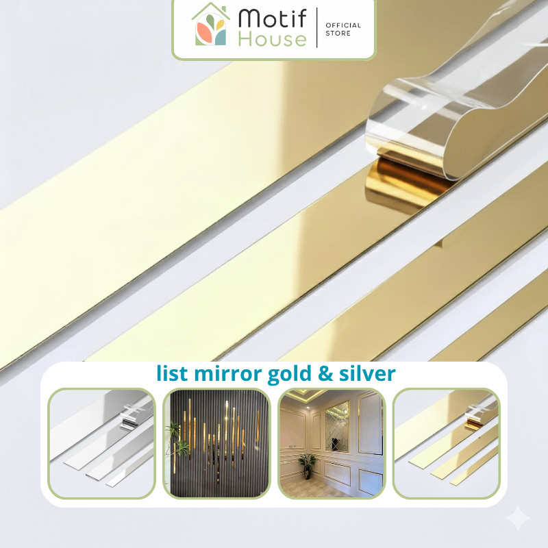 List Mirror Meteran Lis Les 8 mm 12 mm 15 mm 20 mm 25 mm 30 mm 1cm 2 cm 3 cm Gold Silver Ceiling Str