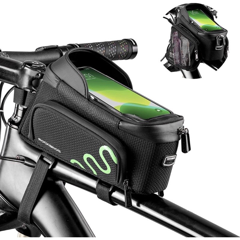 ROCKBROS Bike Frame Bag Bike Phone Mount Bag Bicycle Phone Holder with Side Bags Bike Top Tube Bag f