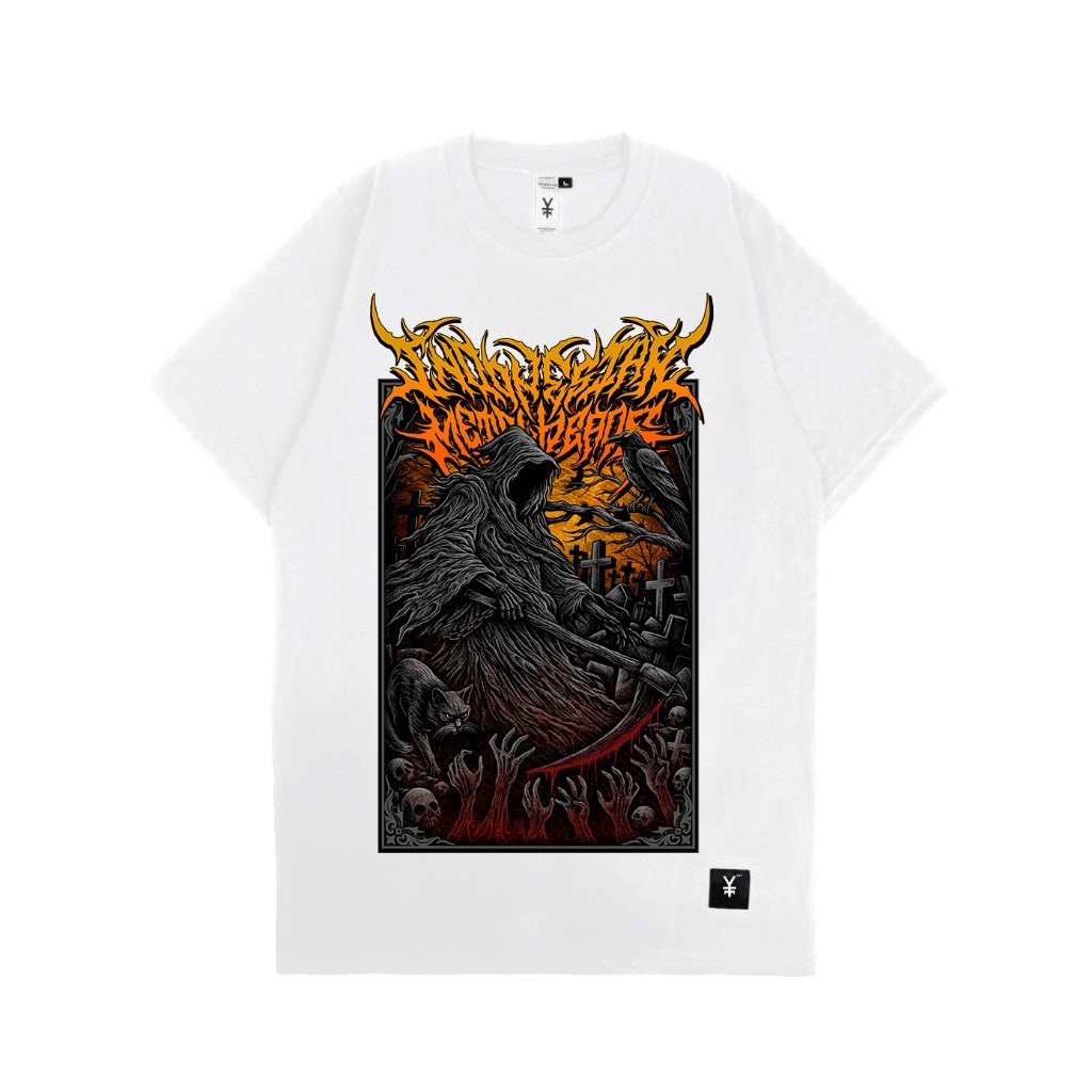 HOT Vampire Kingdom Kaos Lengan Pendek Death Reaper Putih T-shirt Distro Metal Artwork Katun 24s Pla