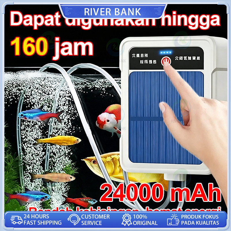 [Daya Tahan 160 Jam] Pompa Oksigen Tenaga Surya, Gelembung Merata Dan Padat, Pompa Oksigen Akuarium,