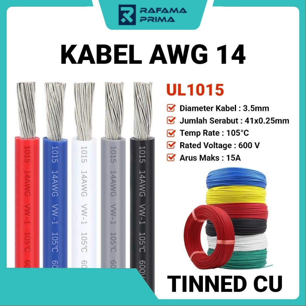 Kabel AWG 14 Tinned CU UL1015 - Harga per meter