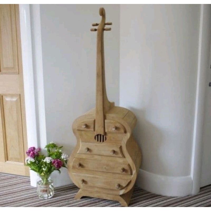 nakas Buffett jati unik model gitar almari pajangan