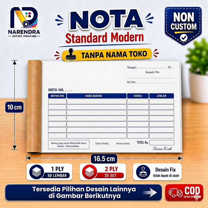 Nota Standard Olshop 1/4 Folio 1 2 Ply | Buku Nota Kontan Desain Unik Siap Kirim