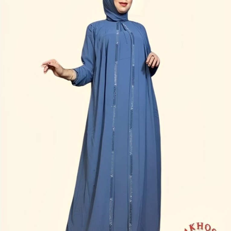 MACIAS_ Dakhocy - Gamis Terbaru Bahan Ceruty Babydoll Payet Swarovski Double Puring/Lengan Karet/Tal