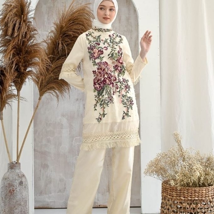 SOLEMIO SETELAN /ONE SET  PANJANG / BAJU PESTA / BAJU MUSLIM MEWAH ORGANDI BORDIR SATIN IMPORT
