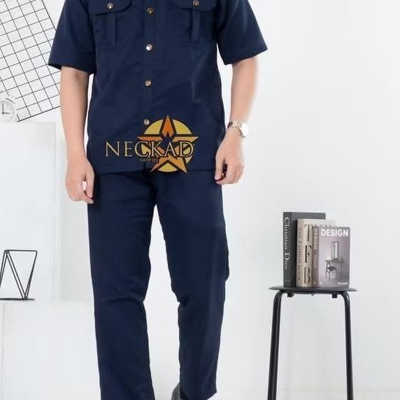 TERMURAH Moxxer - 1 Stel Seragam Satpam Safari Lengan Pendek / Pakaian Baju Safari Security Pria