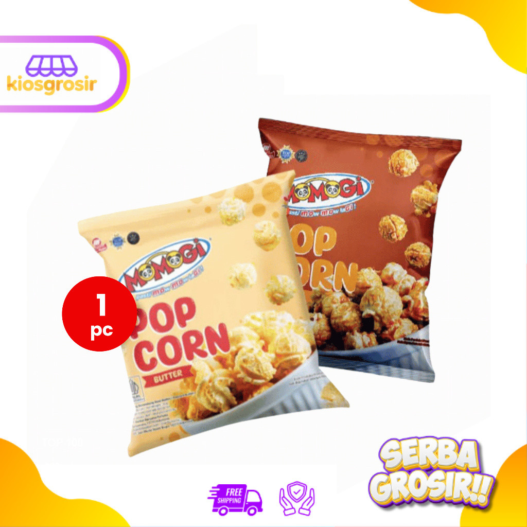 KIOSGROSIR Momogi Popcorn Butter dan Caramel 20 gr Berondong Jagung Mentega