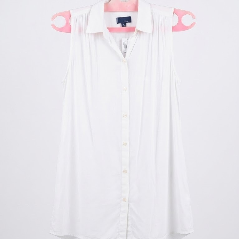 blouse gap sleeveless white blus katun putih polos branded wanita