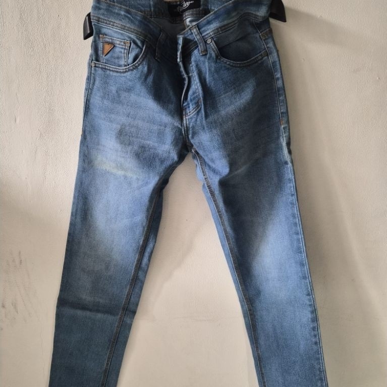 celana jeans bageler pria strect light blue denim