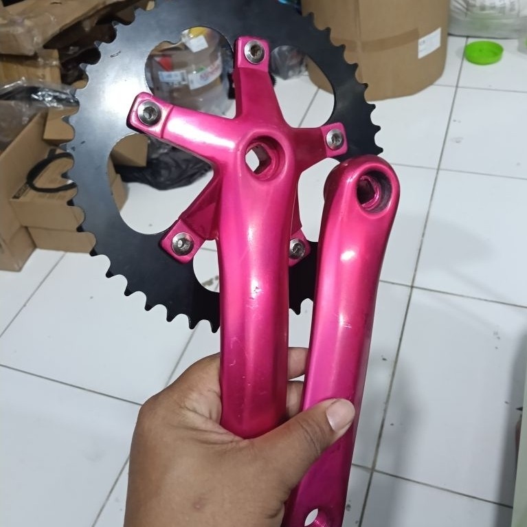 crank bmx 44t crank mtb single 44t bcd 130 pink crank pink