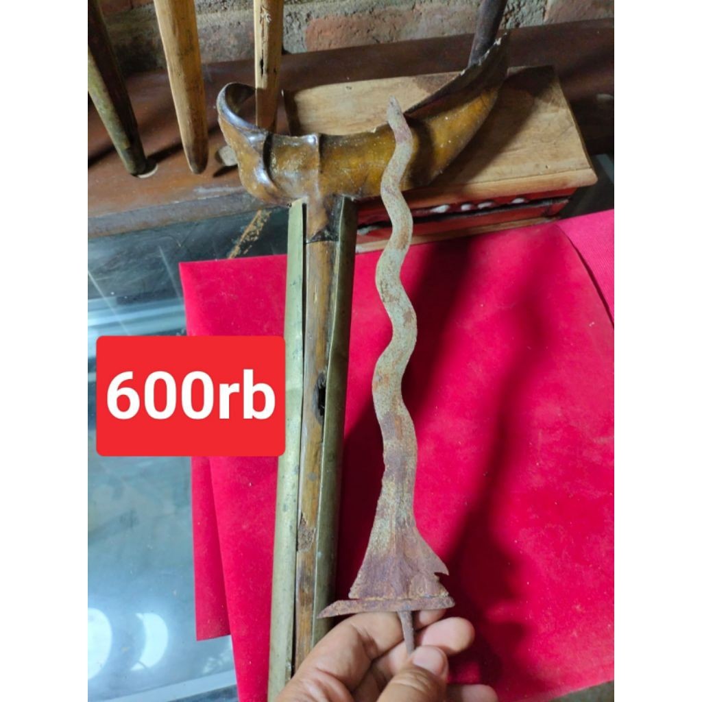 Keris Luk Sepuh Kuno Original Mentah Dusun Warangka Ladrang Solo Pendok Lawasan