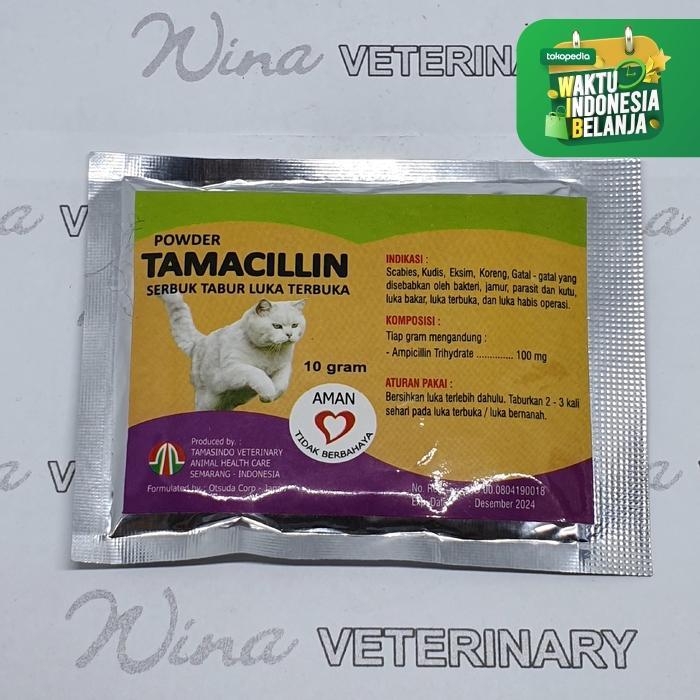 Tamacillin Obat serbuk tabur luka kucing scabies kucing koreng