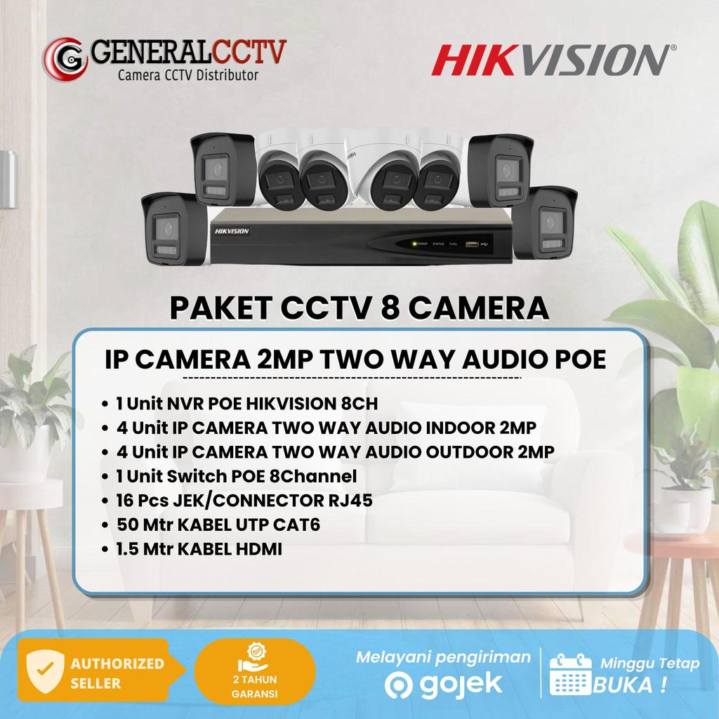 PAKET 8 IP CAMERA HIKVISION 2MP TWO WAY AUDIO IP CAMERA POE