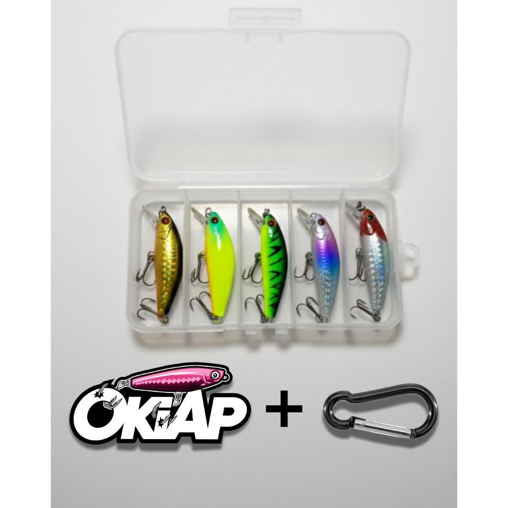 1 SET MINNOW UMPAN CASTING AGILE + BOX LURE + CARABINER