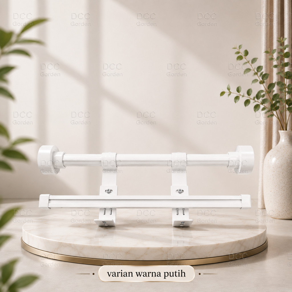 Batang Tiang Gorden Jendela Aesthetic Minimalis Double Rel Vitrase Bracket 2mm Untuk Blackout Tebal
