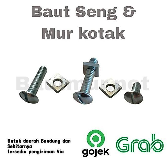 (144 pcs) Baut Seng 1/4 x 1 1/4" - Baut Seng + Mur Kotak 3cm