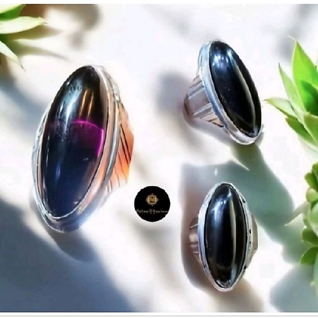 Cincin Batu Akik Kecubung Wulung Ring Monel