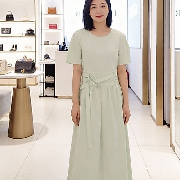 Gaun hijau mint wanita import