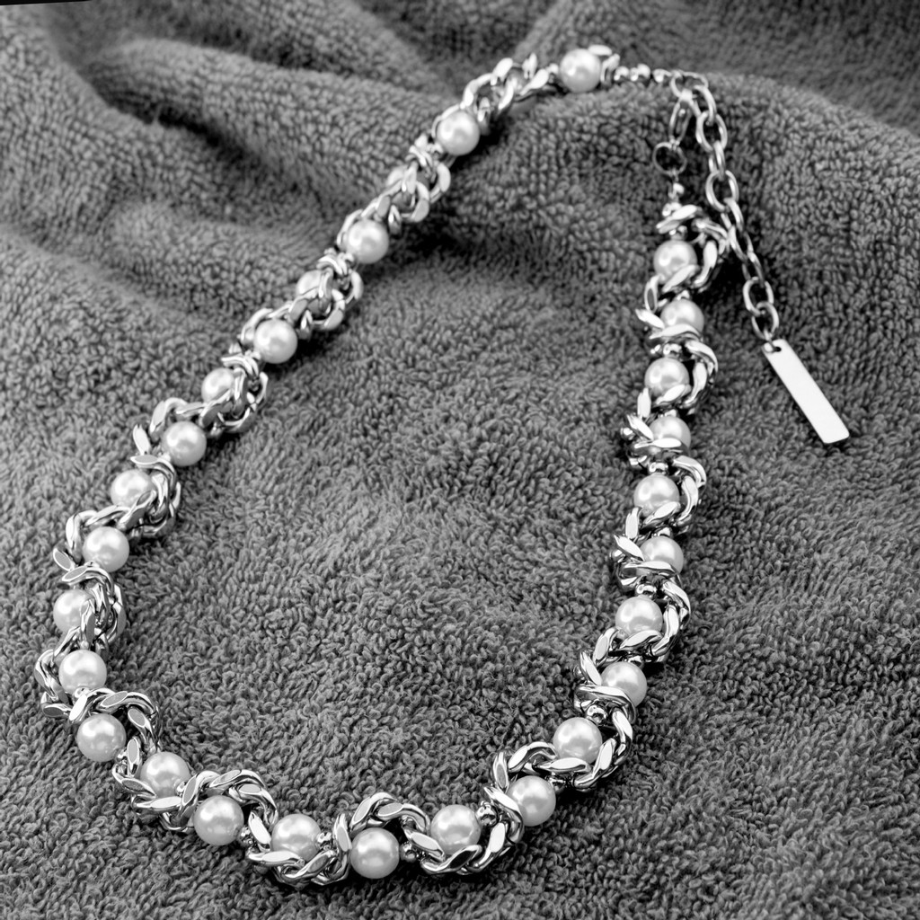 Kalung berlapis bertema ular baru dengan mutiara dan rantai Kuba, merek trendi dengan desain berkela