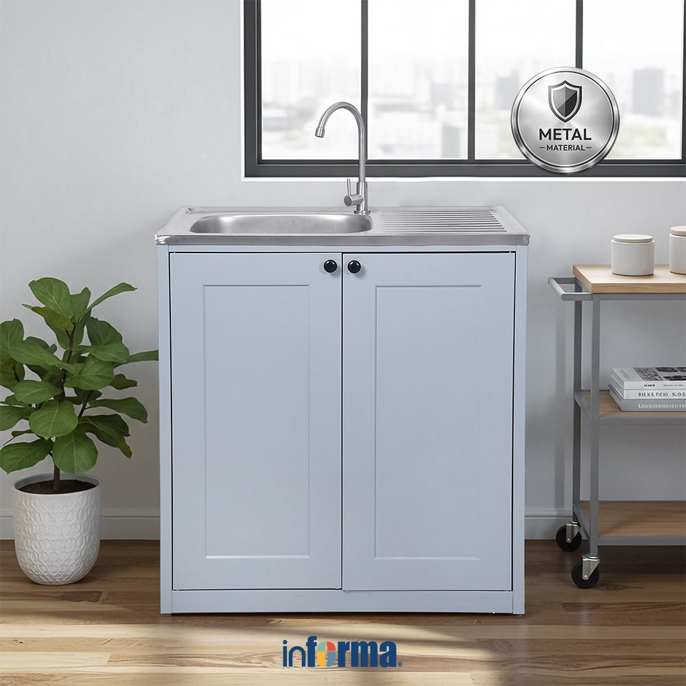 Informa Scott Kabinet Bawah Dapur Metal - Abu-Abu Lemari Bawah Kabinet Dasar Storage Dapur Rak Kabin