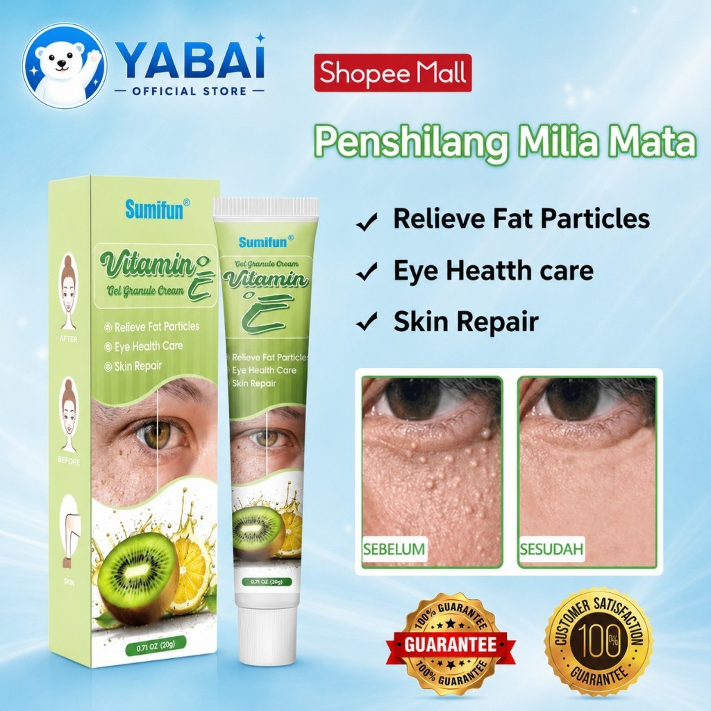 YABAI krim penghilang milia syringoma xanthelasma butiran lemak sekitar mata